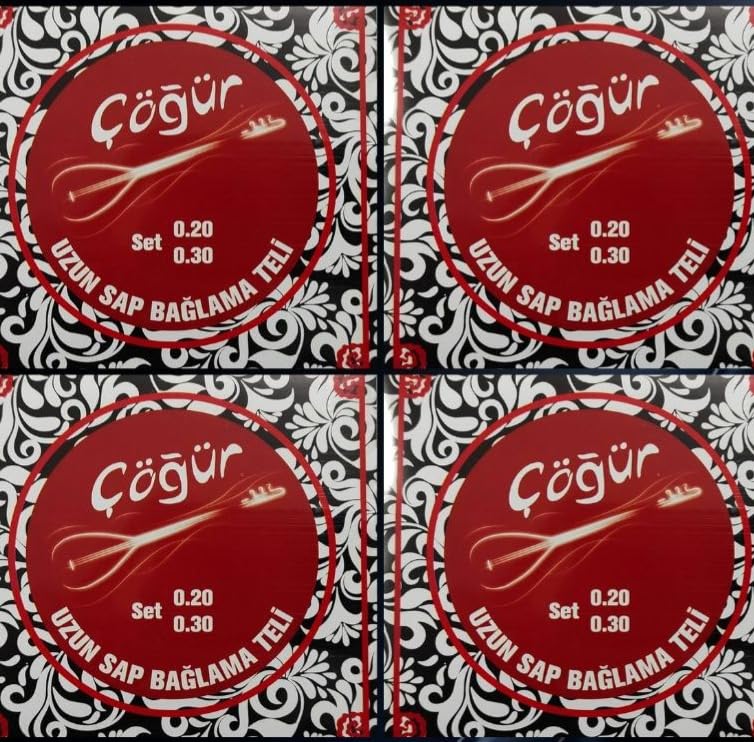 Uzun Sap Bağlama Saz Teli 0.20 4 Adet Tam Takım Tel + her takım tel için 2 Tezene (4 adet Takım Tel 8 tezeneli paket)