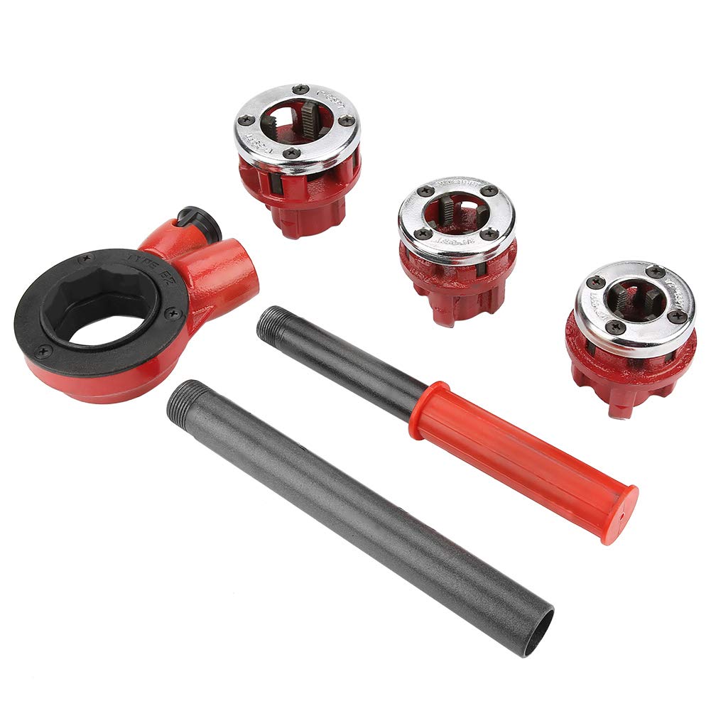 Roscadora manual de tubos, juego de machos y terrajas, kit de corte de tuberías para fontanería, roscado manual de 0,5, 0,75 y 1,25 pulgadas, juego de herramientas de roscado manual, terrajas para
