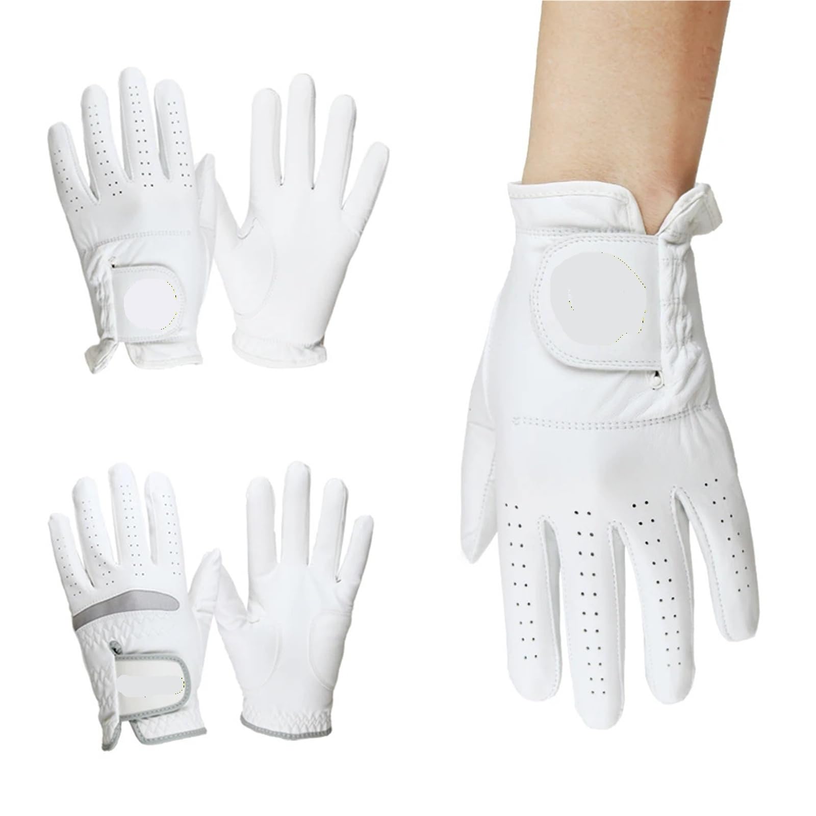 Genérico Guantes de Golf Antideslizantes de Cuero Cabretta compatibles