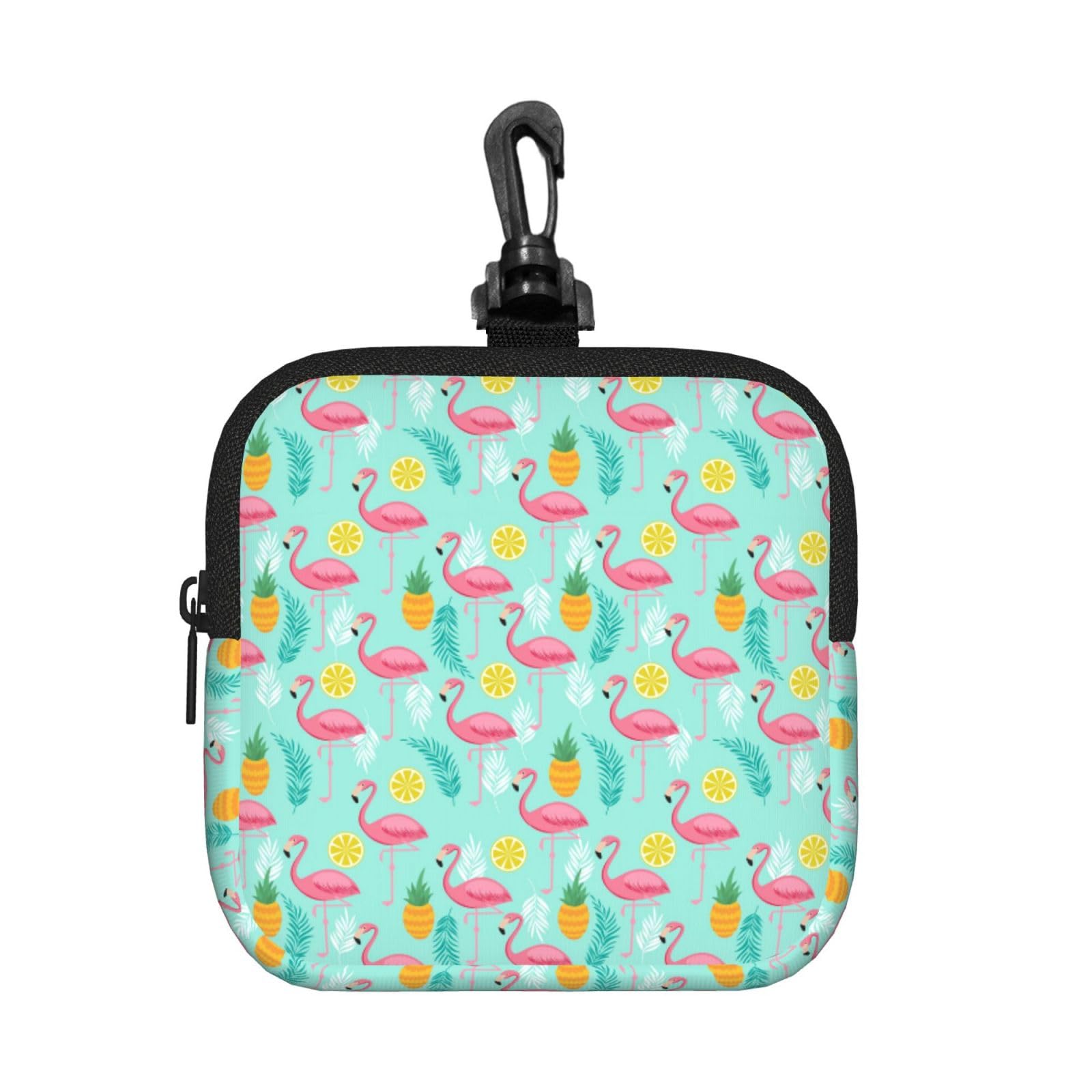 Flamingo Print Square Storage Bag Travel Toiletry Cosmetic Organizer Pouch Lightweight Reusable