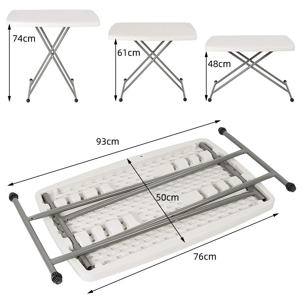 Tavolo Pieghevole Bianco 87x87 Cm - Per Catering, Feste, Campeggio, In HDPE E Acciaio - Foto 3