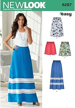Simplicity Creative Patterns New Look 6287 Misses Pull On Skirt in Four Lengths, A 10-12-14-16-18-20-22