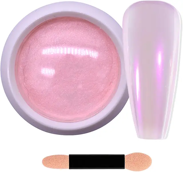 Roze Poeder Nagels - Pink Mermaid Chrome Aurora Spiegelnagel Poeder