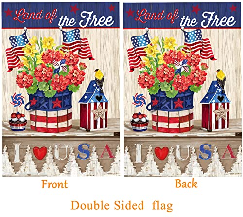 Akeydeco Happy Independence Flag,28X40 Inch Independence Day Garden Flags With Two Grommets Double Sided Printing 2 Layer Burlap Veterans Day Flag For Your Memorial Day Flag Decoration #TOP3
