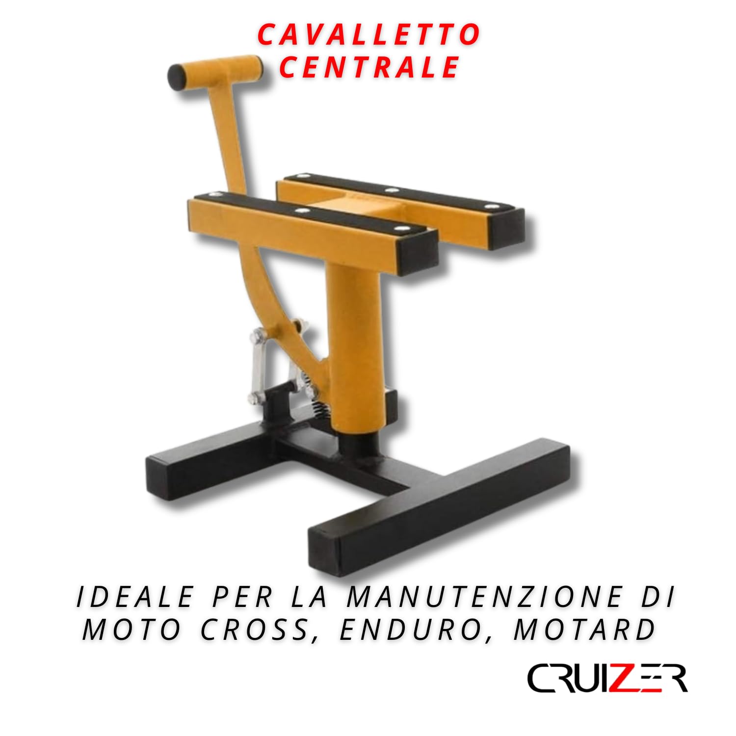 CRUIZER Caballete central amarillo para moto, motocross, enduro, motard, mantenimiento, carga máxima 200 kg, colores surtidos (amarillo)