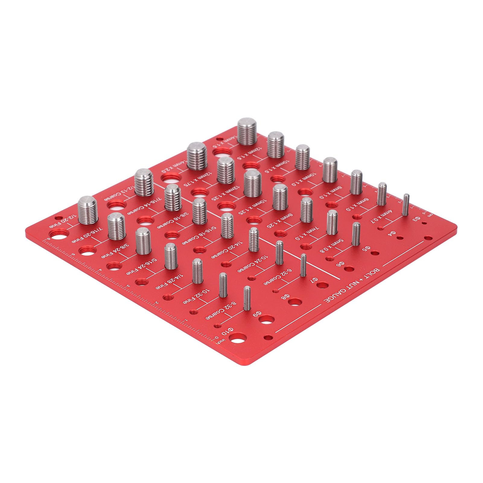 gernie Thread Checker, 28 Thread and 8 Pitch Size Gauge, Aluminum Alloy Bolt Thread Identification Tool with Bit Size Recognition, Wall-Mountable Screw Thread Gauge