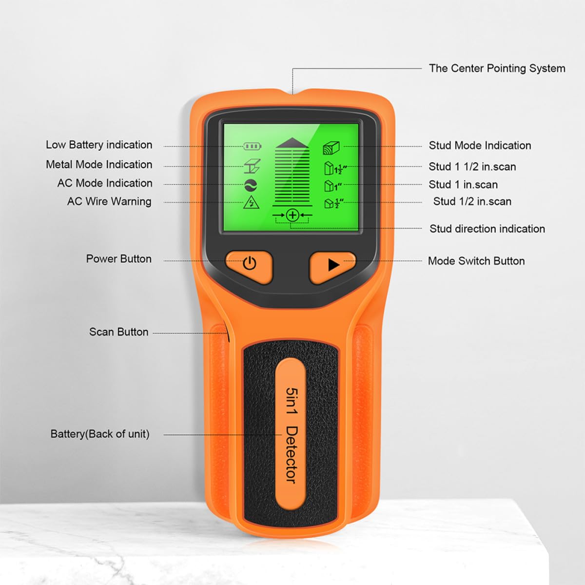 Healeved Détecteur Mural de Métaux et Bois avec Écran Lcd, Capteur Électronique Abs Précis pour Projets de Rénovation à Domicile, Détection Rapide des Montants et Câblages
