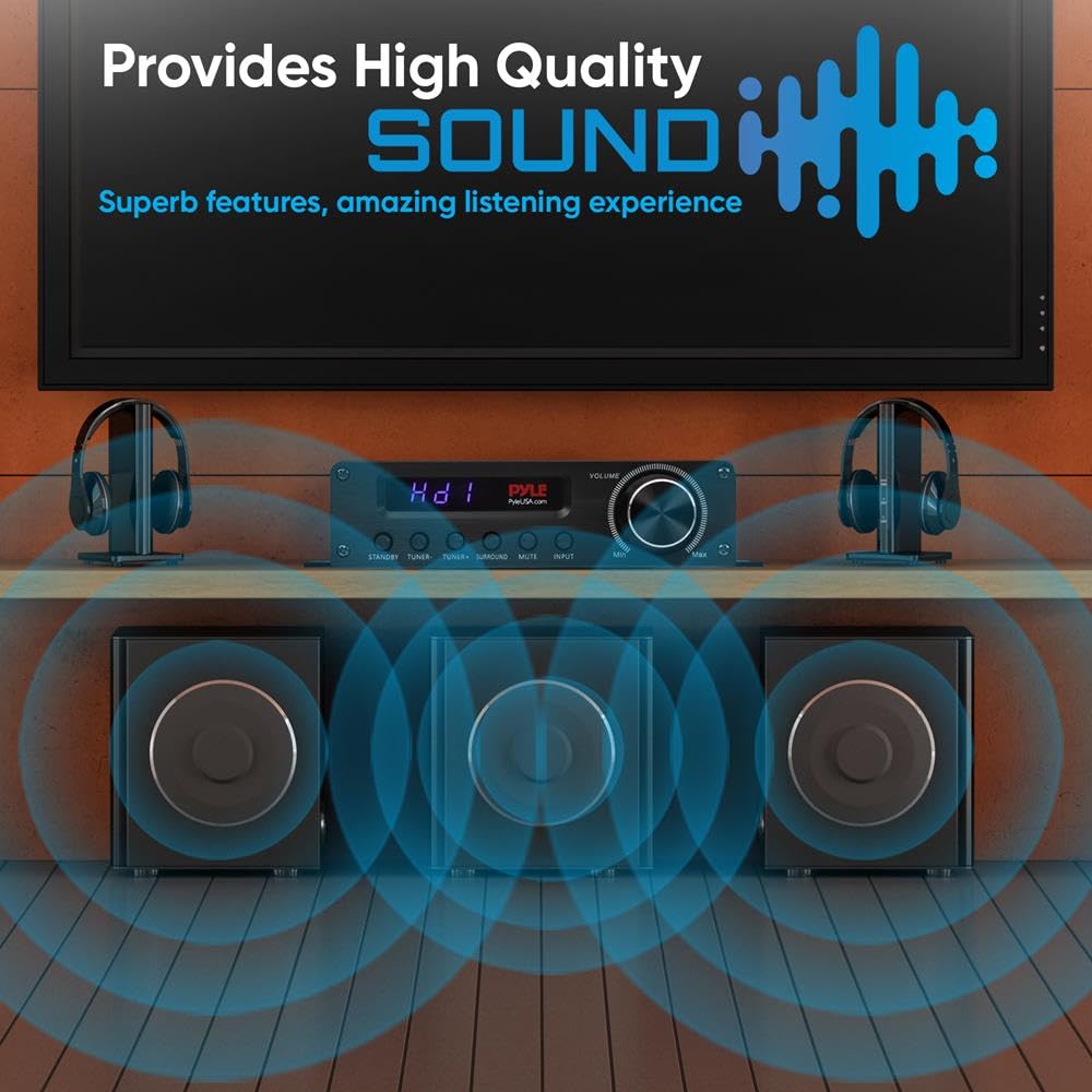 Pyle Amplificateur HiFi 100 W avec Bluetooth, récepteur 5.1 canaux