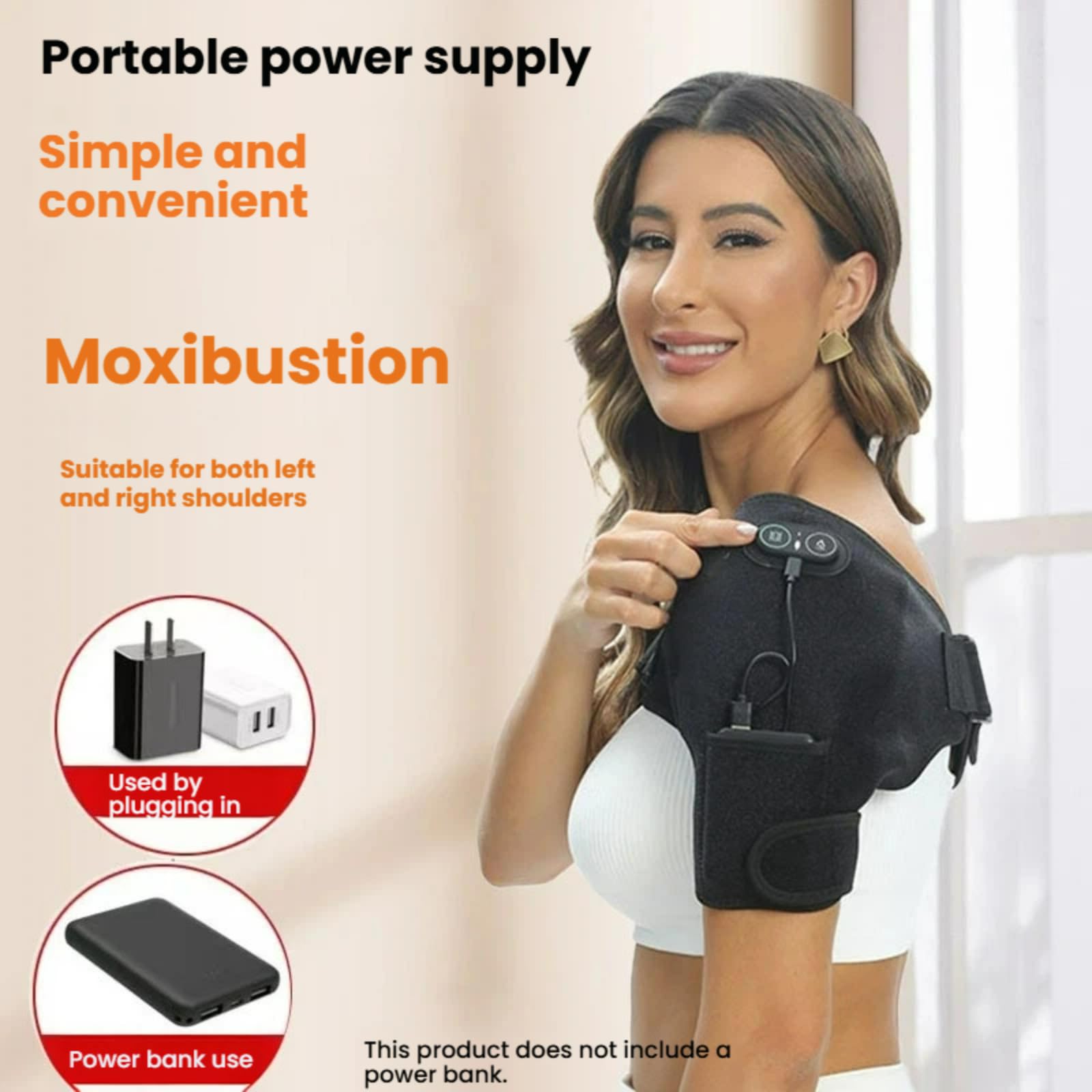 Hombrera térmica con masaje, envoltura de hombro ajustable de 3 niveles con calefacción eléctrica, almohadilla de apoyo de hombro recargable por USB para aliviar el dolor y relajación muscular