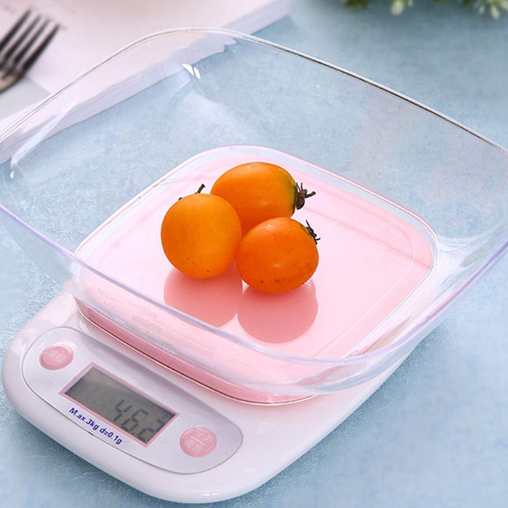 Balance de cuisine numérique de 5 kg - Balance électronique de bureau de haute précision - Mesure précise (rose, 3 kg)