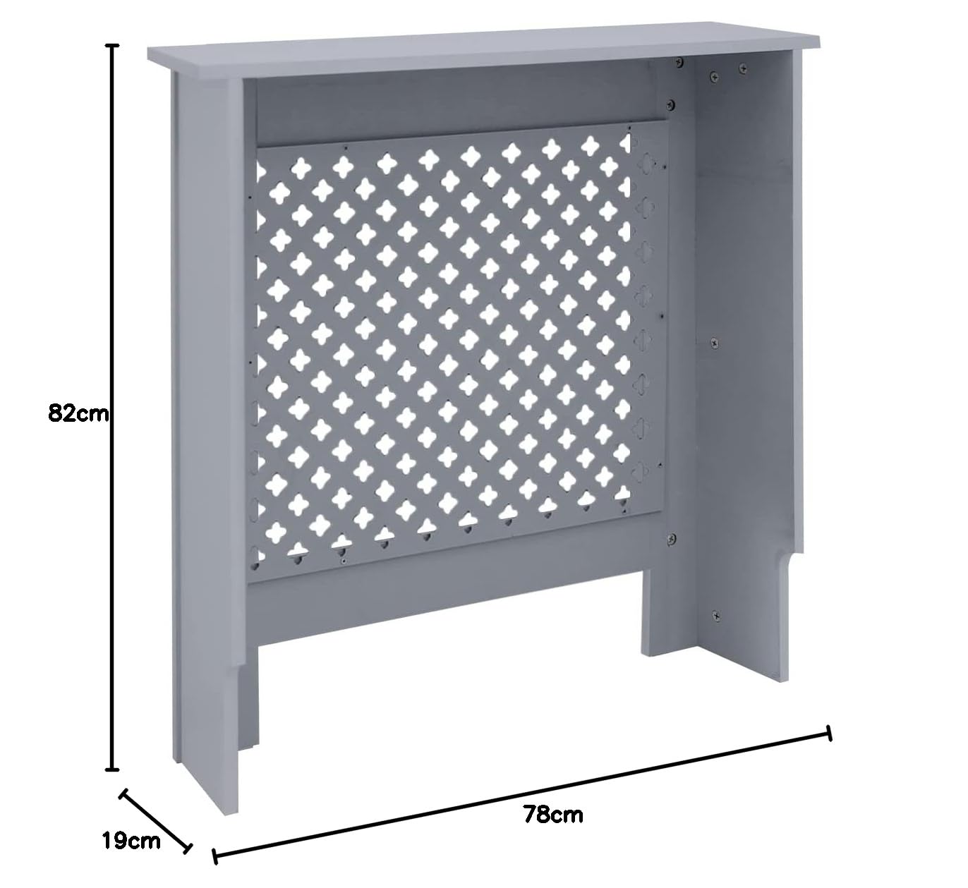 ECD Germany Oslona grzejnika z wzorem plastra miodu 78x19x82 cm Szara wykonana z MDF lakierowanego do sypialni, salonu, oslona grzejnika Oslona grzejnika Grzejnik grzewczy
