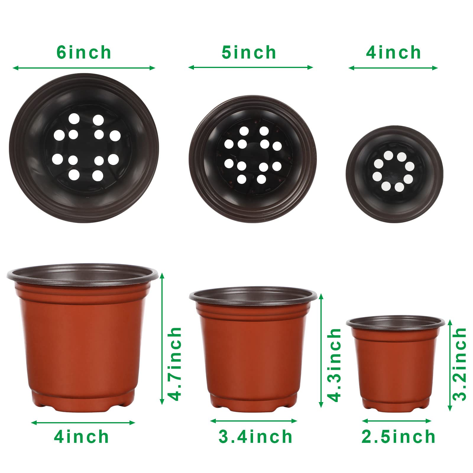 Augshy Doniczka do przedszkola, 75 szt. 10 cm, 15 cm, 15 cm, plastikowe doniczki początkowe do przesadzania sadzonek sukulentów, czerwona