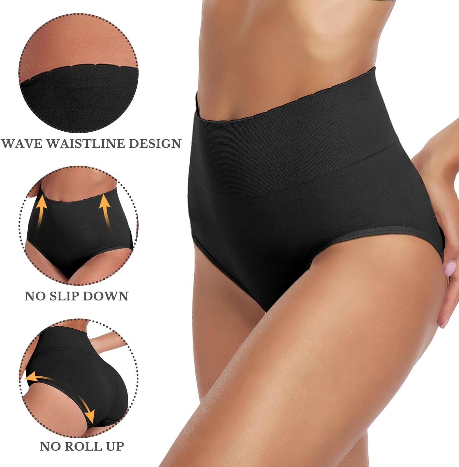 8-Pack Women's Underwear High Waist Briefs Full Coverage Seamless Soft Strech Ladies Panties