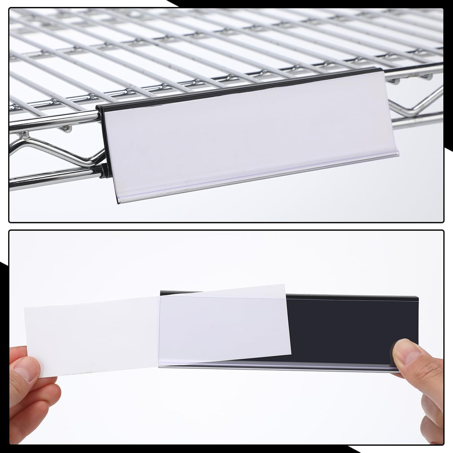 Kathfly 2 Pcs Wire Shelf Label Holder 6" L x 1.25" H Metro Shelf Clips image 5