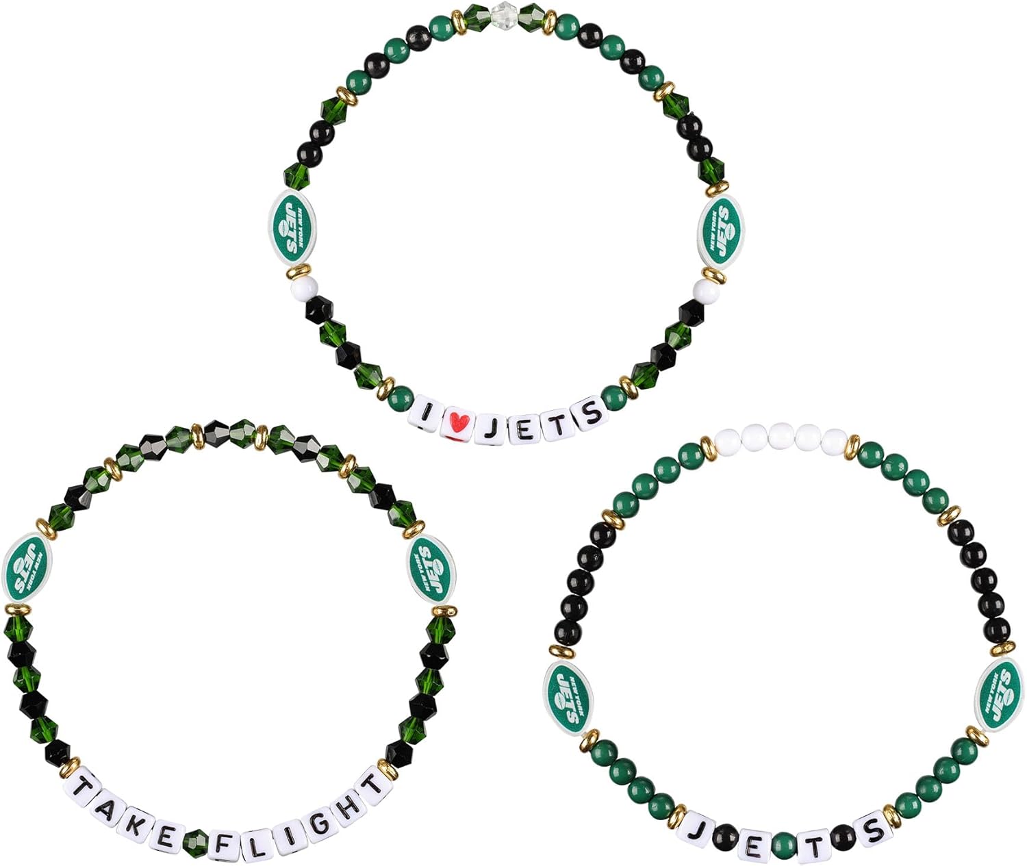FOCO New York Jets NFL 3 Pack Team Friendship Bracelet