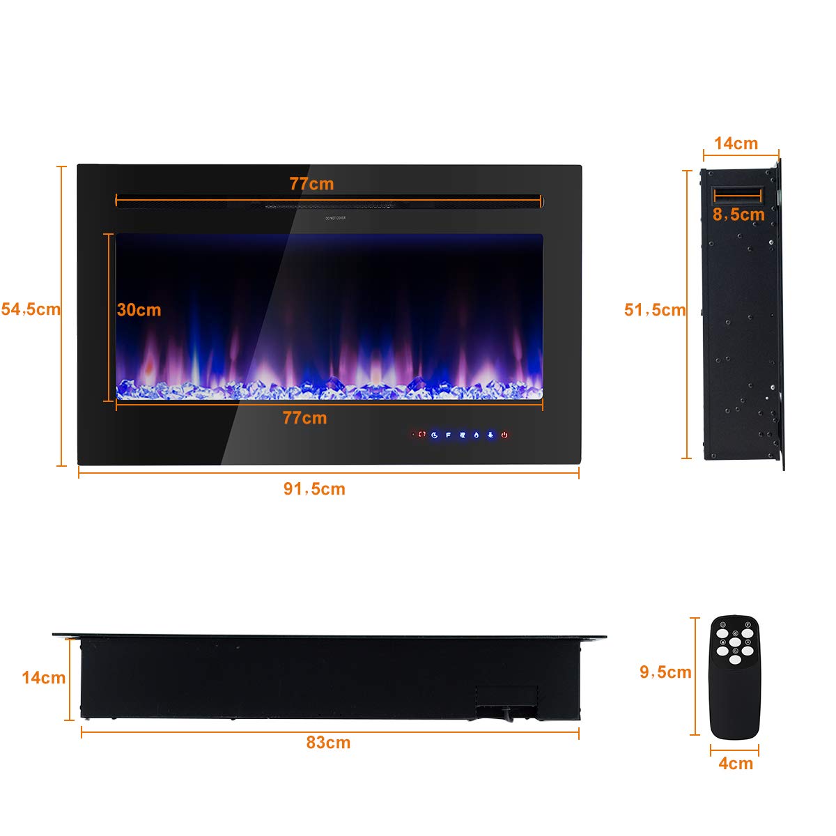 Camino Elettrico RELAX4LIFE 750W/1500W - Fiamma Realistica, Telecomando, Timer - Foto 10