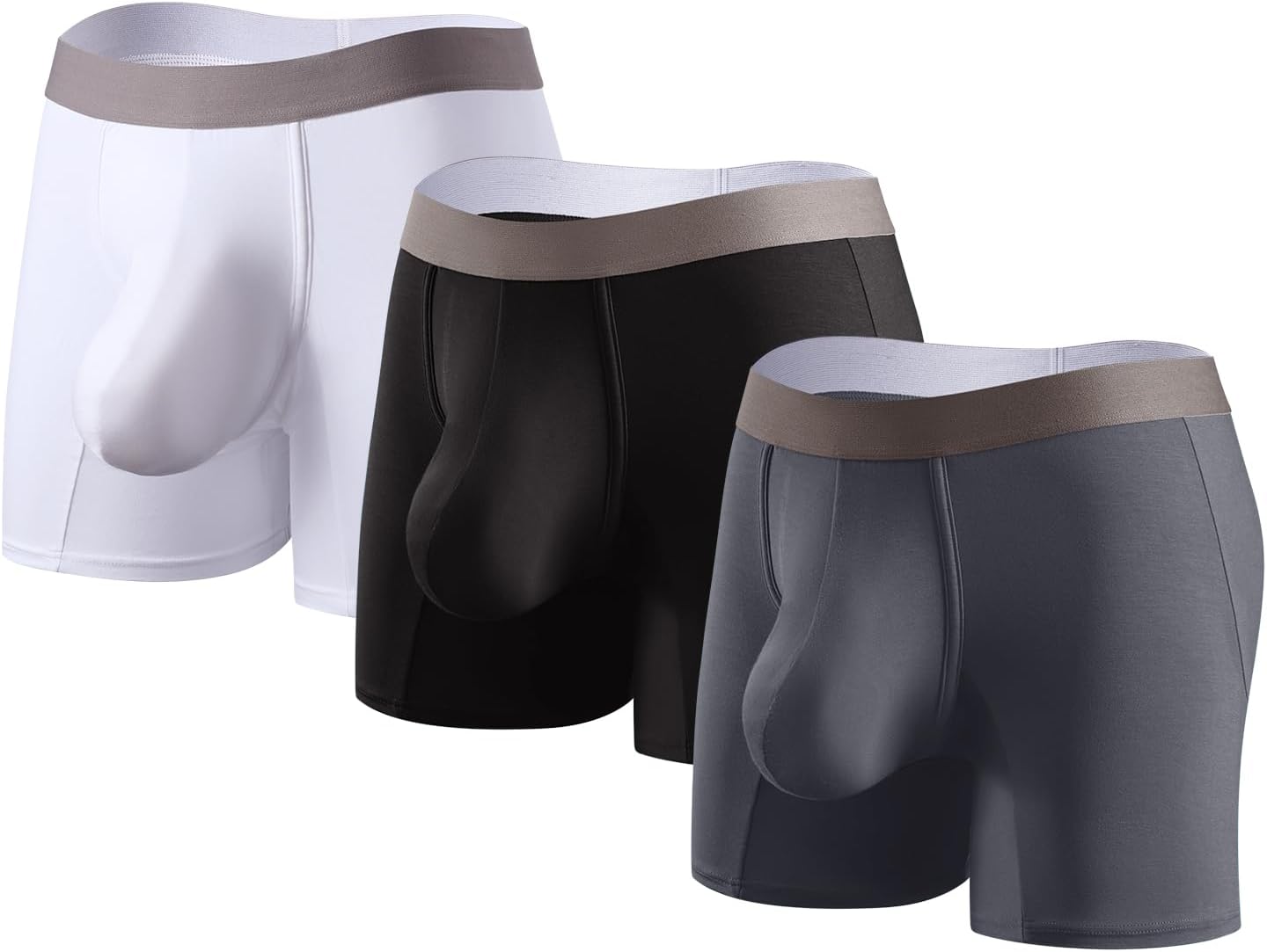 Men's Modal Boxer Briefs 3 Pack, Large Spacious Bulge Enhancing Pouch Underwear, Soft Breathable Tag-Free Stretch