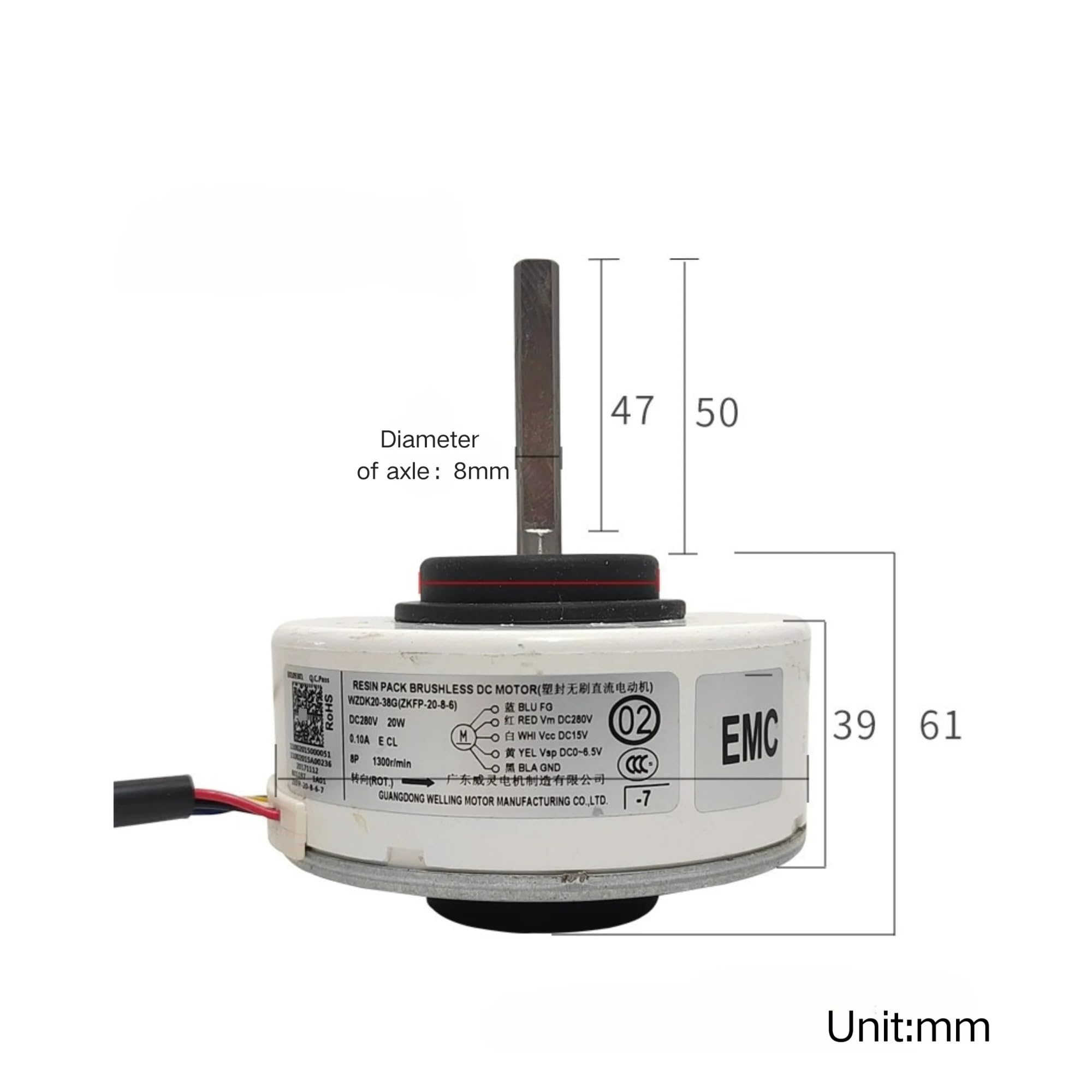 1 Stück for Inverter-Klimaanlage DC bürstenloser interner Motor WZDK20-38G (ZKFP-20-8-6)