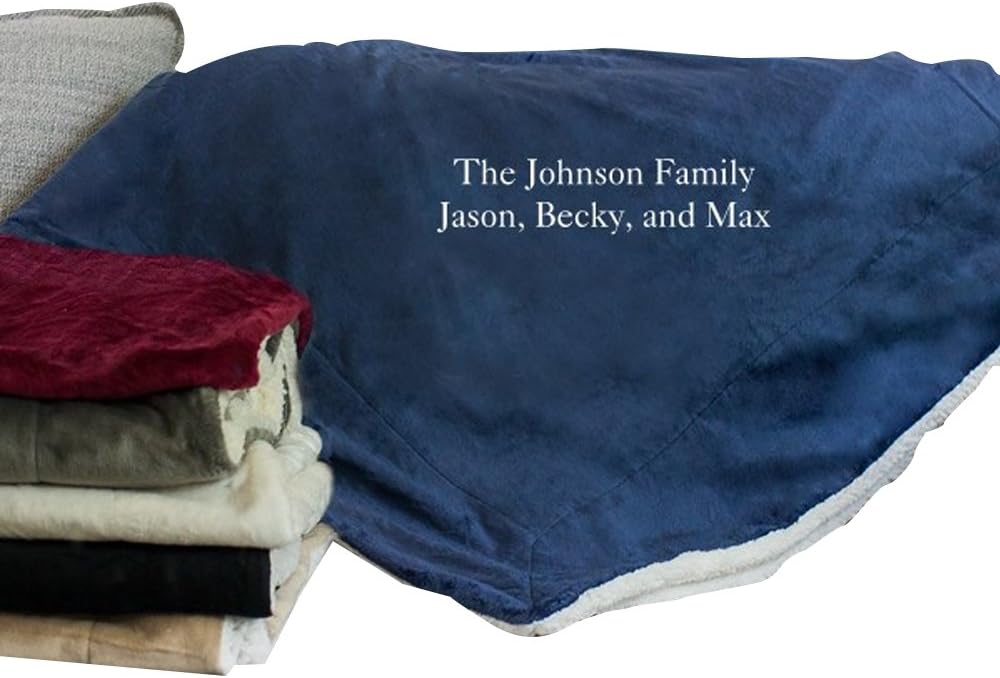 GiftsForYouNow Embroidered Any Message Personalized Sherpa Throw Blanket, Grey, Measures 50" by 60", Custom Blanket with Name, 100% Soft Polyester Throw