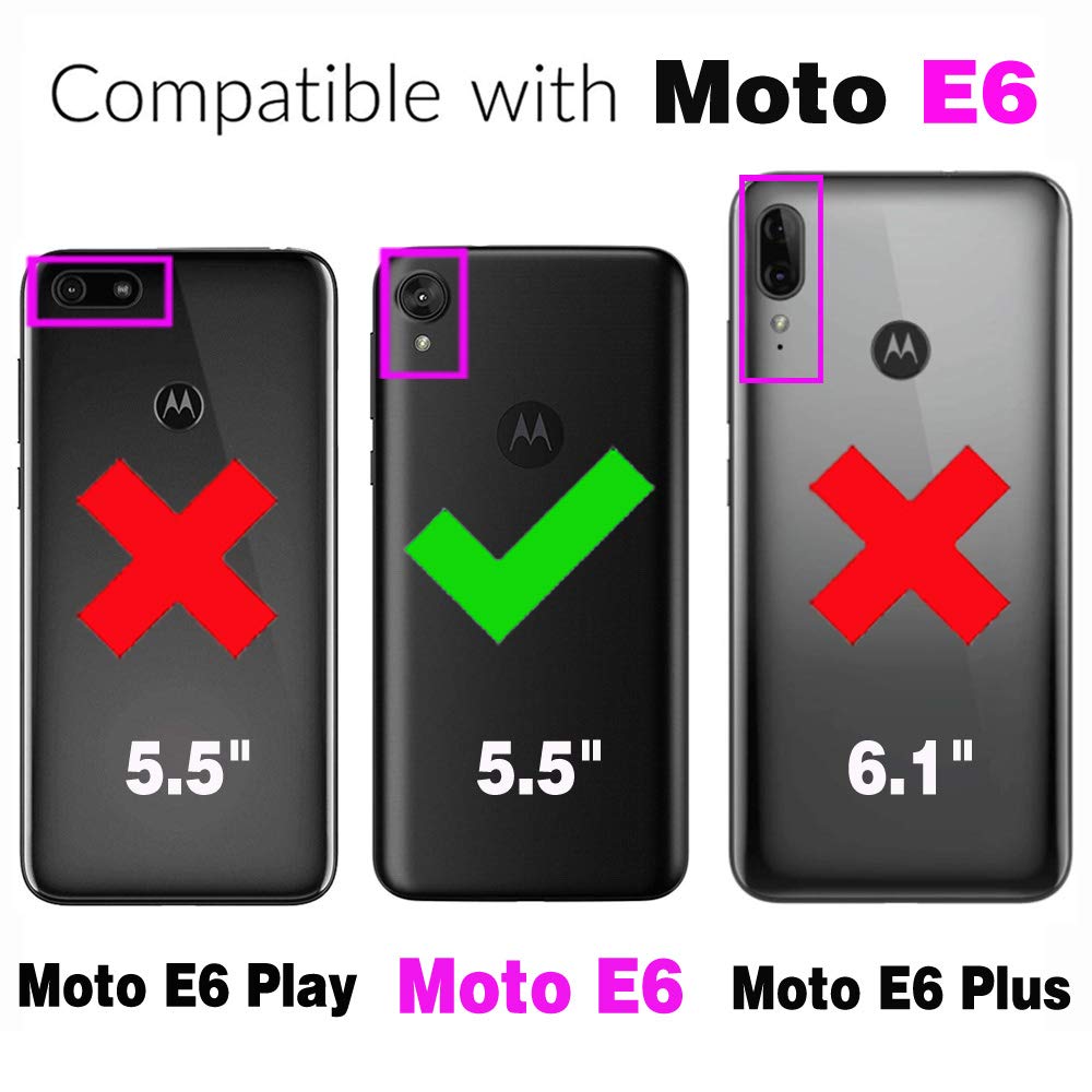 Phone Case for Motorola Moto E6 Wallet with Tempered Glass Screen Protector Leather Flip Cover Card Holder Stand Cell Accessories MotoE6 E 6th Generation Gen Moto6E 6 6E XT2005-5 Women Men Dark Green