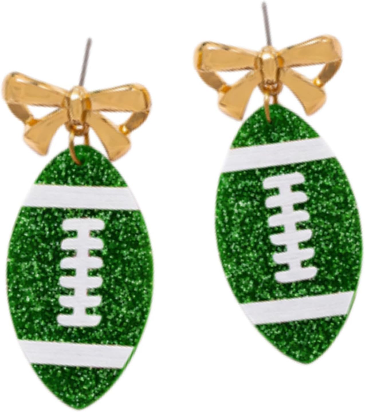 Rugby Earrings for Women,Acrylic Bowknot Stud Earrings Sports Fan Jewelry Cute Rugby Themed Earrings for Game Day Casual Daily Wear Sports Events