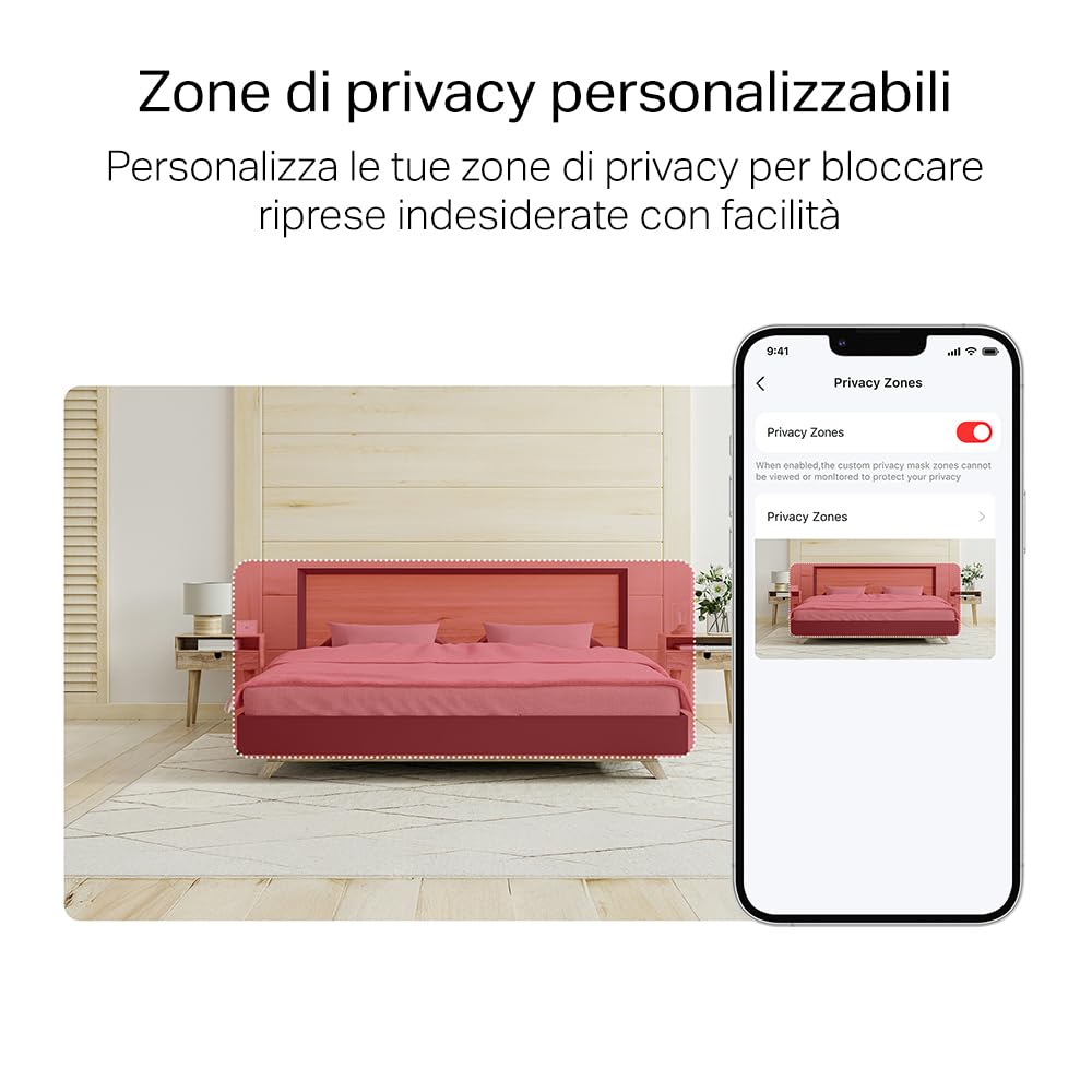 MERCUSYS MC210 Telecamera Wi-Fi Interno 2K 3MP, Videocamera Sorveglianza 360°, Visione Notturna, Audio a 2 Vie, Rilevamento di Movimento/Notifiche/Allarme, ZonaPrivacy, Supporta microSD fino a 512 GB