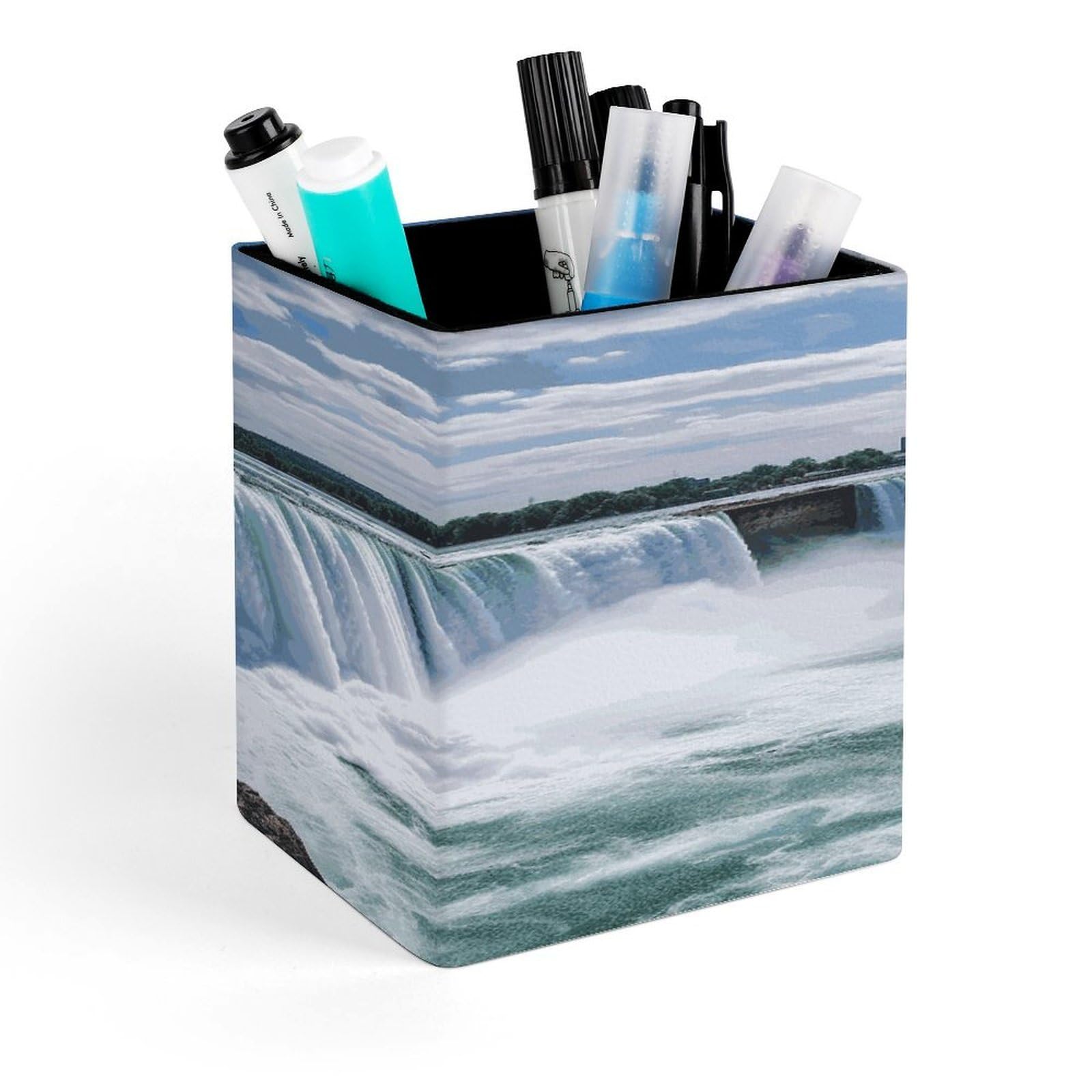FekiLoot Niagara Falls Custom Desk Pencil Holder Office Accessories Square Pen Container Box Desk Organizer Brush Holder