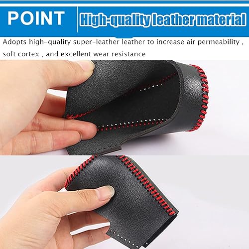 Miniatura 4 de Funda protectora automática de cuero genuino en la perilla de la palanca de cambios, accesorios para el interior del automóvil (costuras negras)