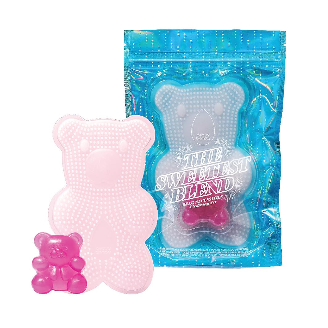 Beautyblender Bear Cleansing Set – Makeup Sponge Cleaner with Cute Bear Scrub Mat – Deep Cleansing for Beautyblenders and Brushes – Effective Makeup Tool Care for Flawless Application
