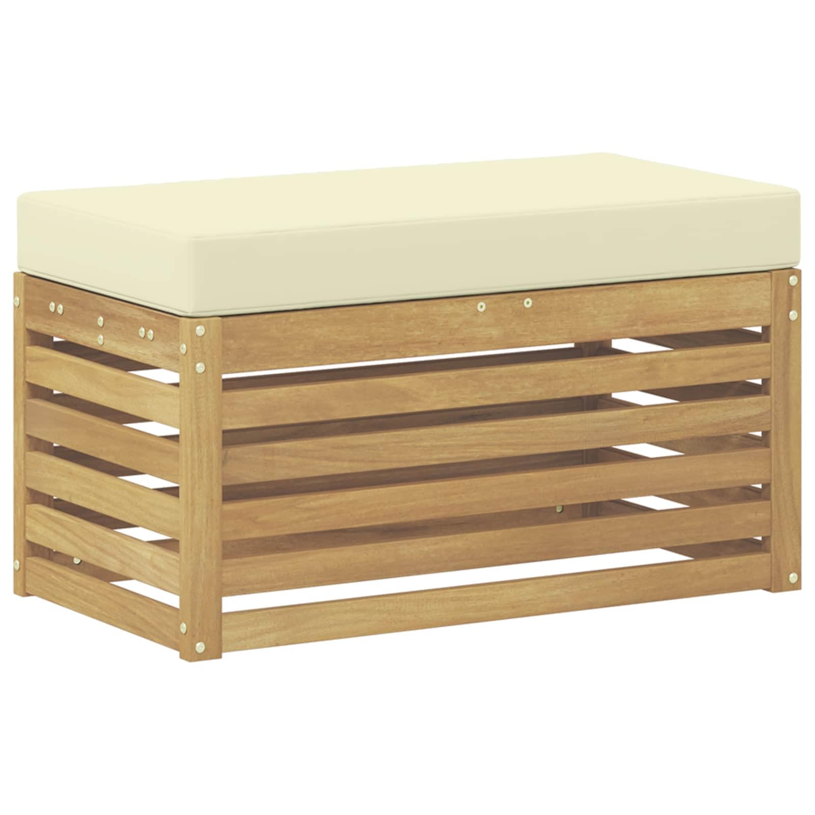 Banco de exterior blanco 80 x 43 cm madera maciza de acacia
