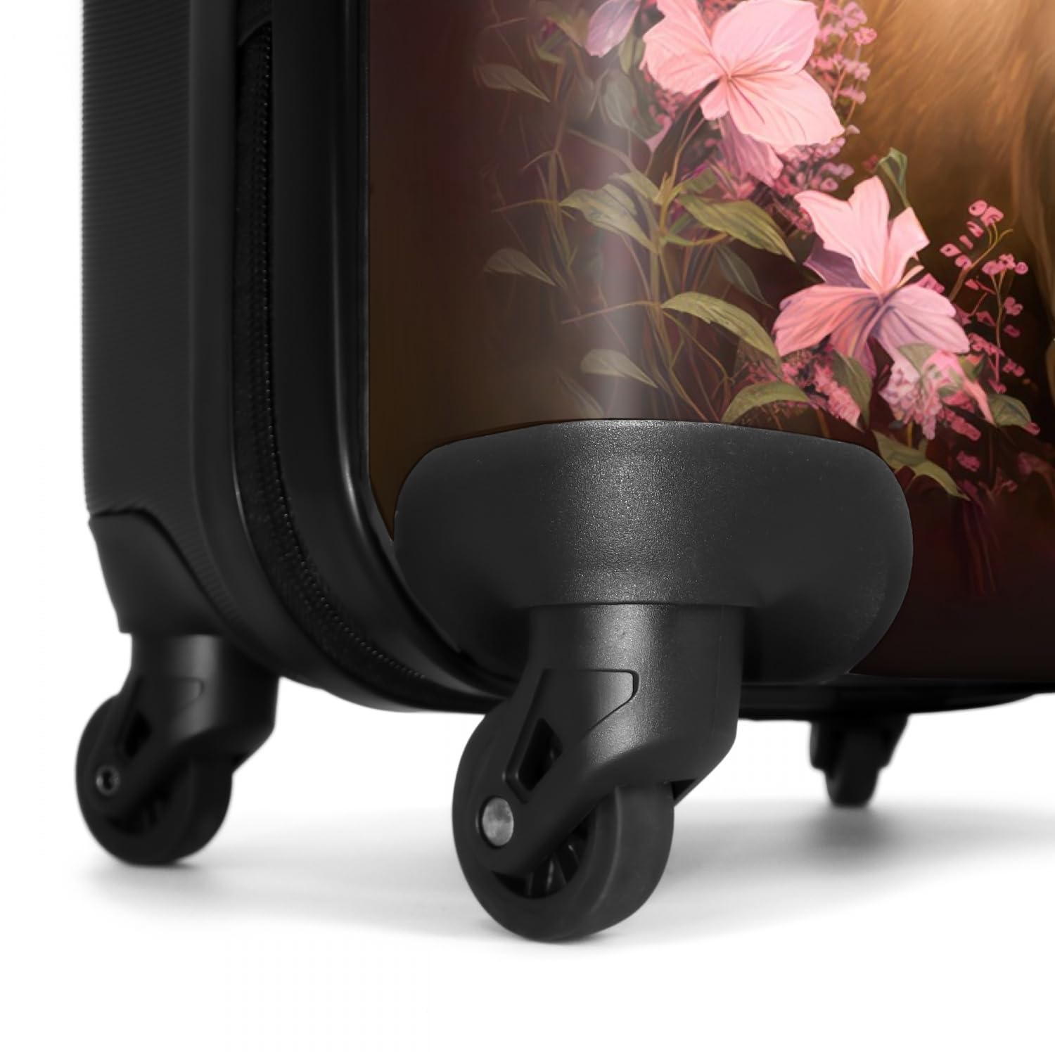 NoBoringSuitcases.com® Kinderkoffer Mädchen Reisekoffer mit Rollen Handgepäck Koffer Pferd - Rosa Blumen - Natur - Wald - 55x35x20cm