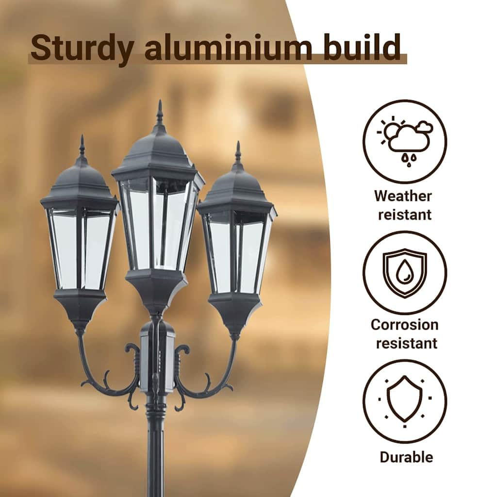 vidaXL Luce da Giardino Bronzo 61 x 53 x 235 cm Alluminio e Vetro, Lampioni in Alluminio per Giardini e terrazzi, luci robuste per vialetti, Decorazioni Outdoor