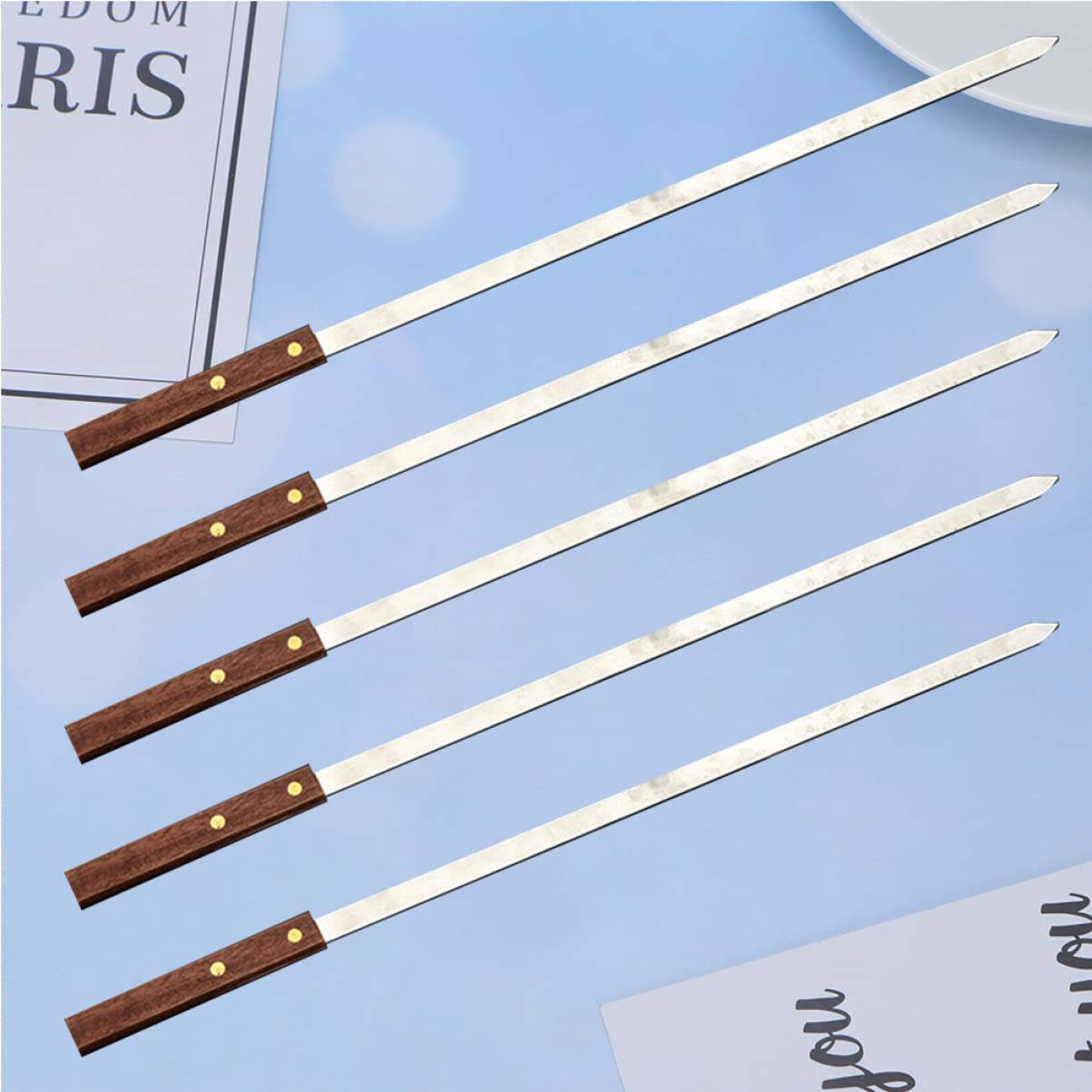 5 pezzi bastoncini per grigliare spiedini per grigliare in metallo carne gamberetti grigliare spiedini per kabob spiedini per grigliare spiedini per grigliare barbecuecarne bastoncino spiedino per b