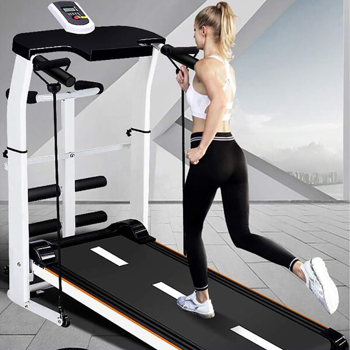 Wensa Multifunctional Treadmill, Home Fitness Equipment Small, Easy Handrail Controls, Mechanical Foldable Installation-Free Ultra-Quiet Indoor Walking Machine