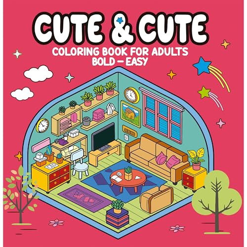 Cute & Cute Coloring Book for Adults - Bold Easy - Livro de Colorir Adulto