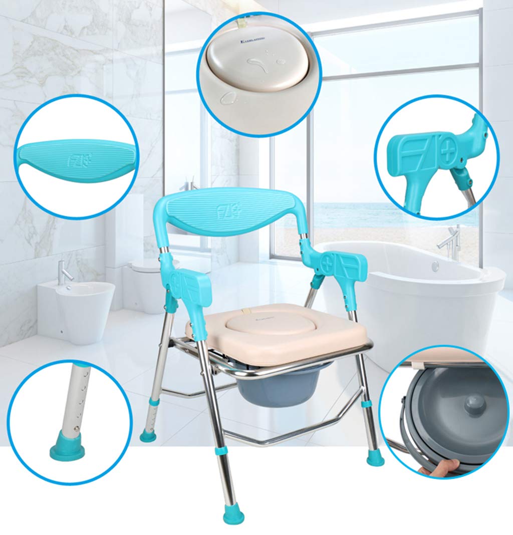 Sedia da Toilette - Sedia da Comoda per WC o Doccia per Uso Pesante Sedia da vasino da Comodino per Adulti, Struttura di Sicurezza Medica Sedile WC per disabili Sedile WC Max. 150 kg
