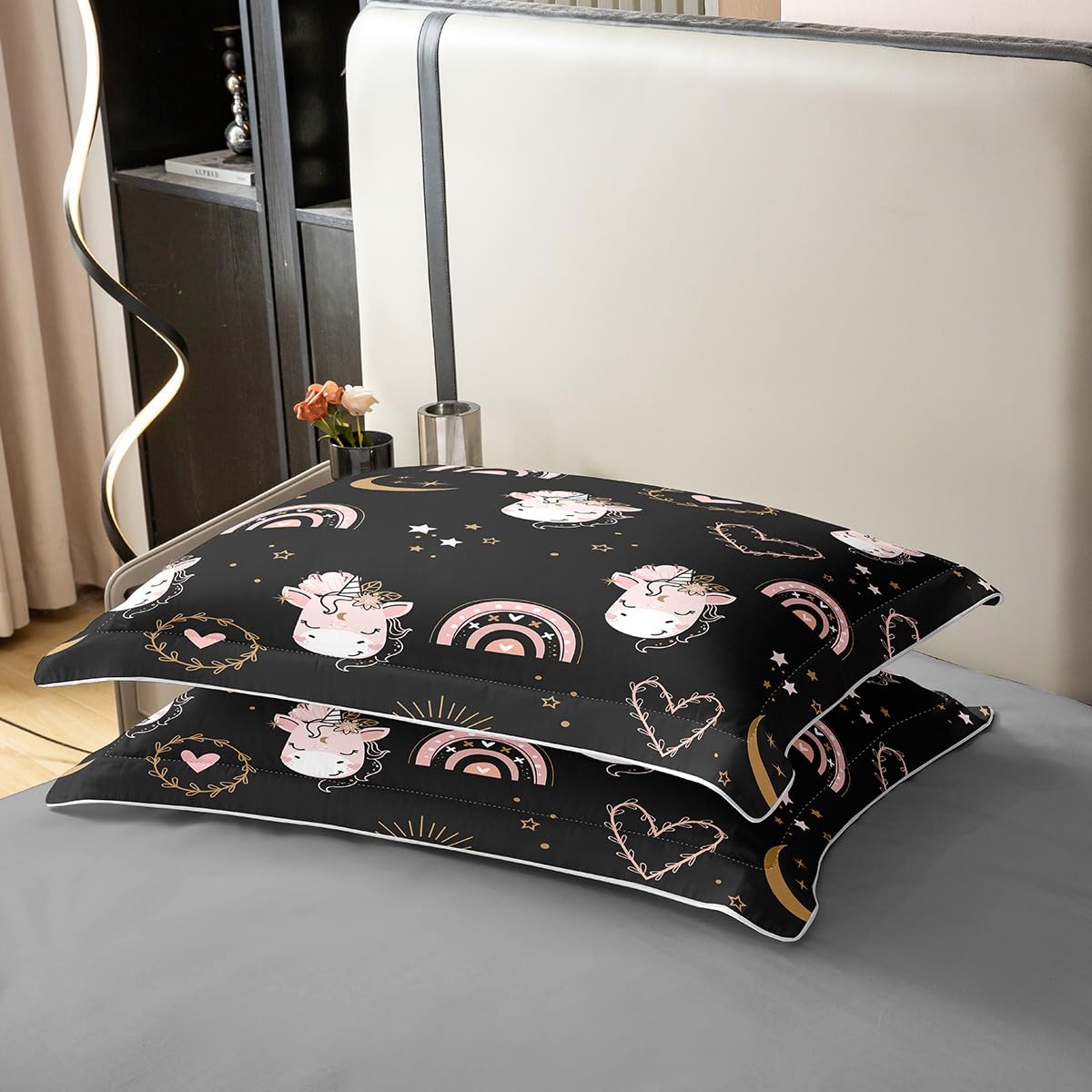 Castle Fairy Unicorn Duvet Cover Full Size - 100% Cotton, 3D Horse Unicorn Print, 2 Pillowcases, Kids Bedding Set