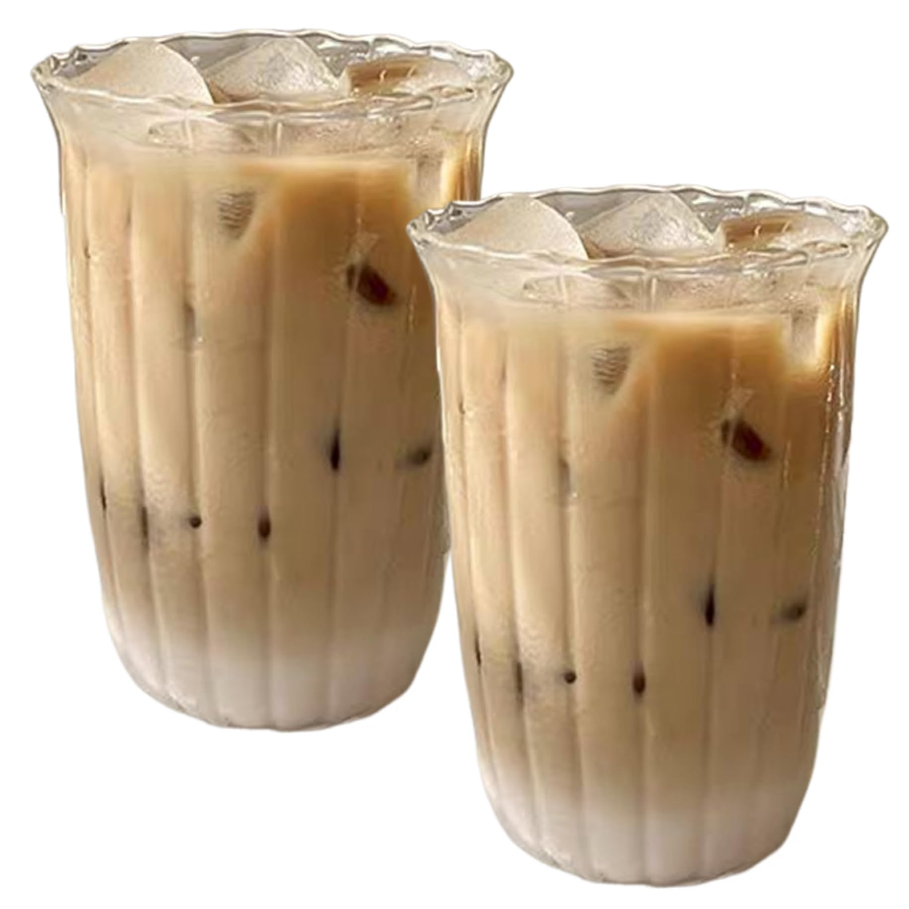Verres à café glacé 420 ML lot de 2 gobelets ondulés pour cocktails