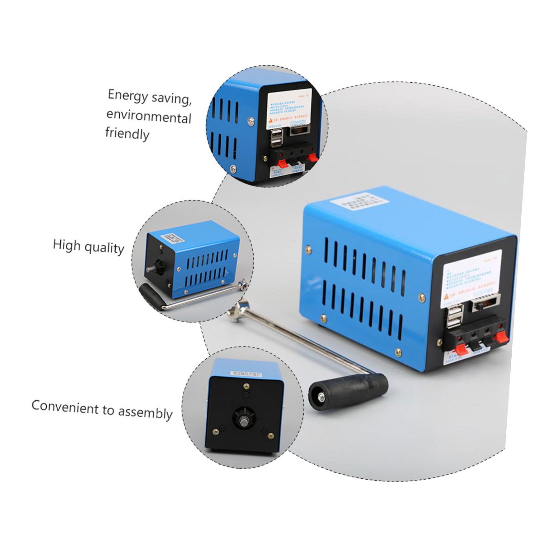 SHINEOFI Generatore a Manovella Portatile Alta Potenza 20w per Emergenza Outdoor, Alimentazione Manuale in Ferro Compatto e Leggero per Power Bank e Telefono