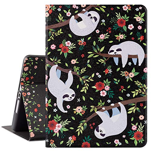 Vimorco iPad 9th Generation Case 2021, iPad 8th Generation Case 2020 for iPad 10.2 Case, iPad 7th Generation Case 2019 Auto Sleep/Wake, iPad Case 8th Generation Multi-Angle View, Sloth Flower