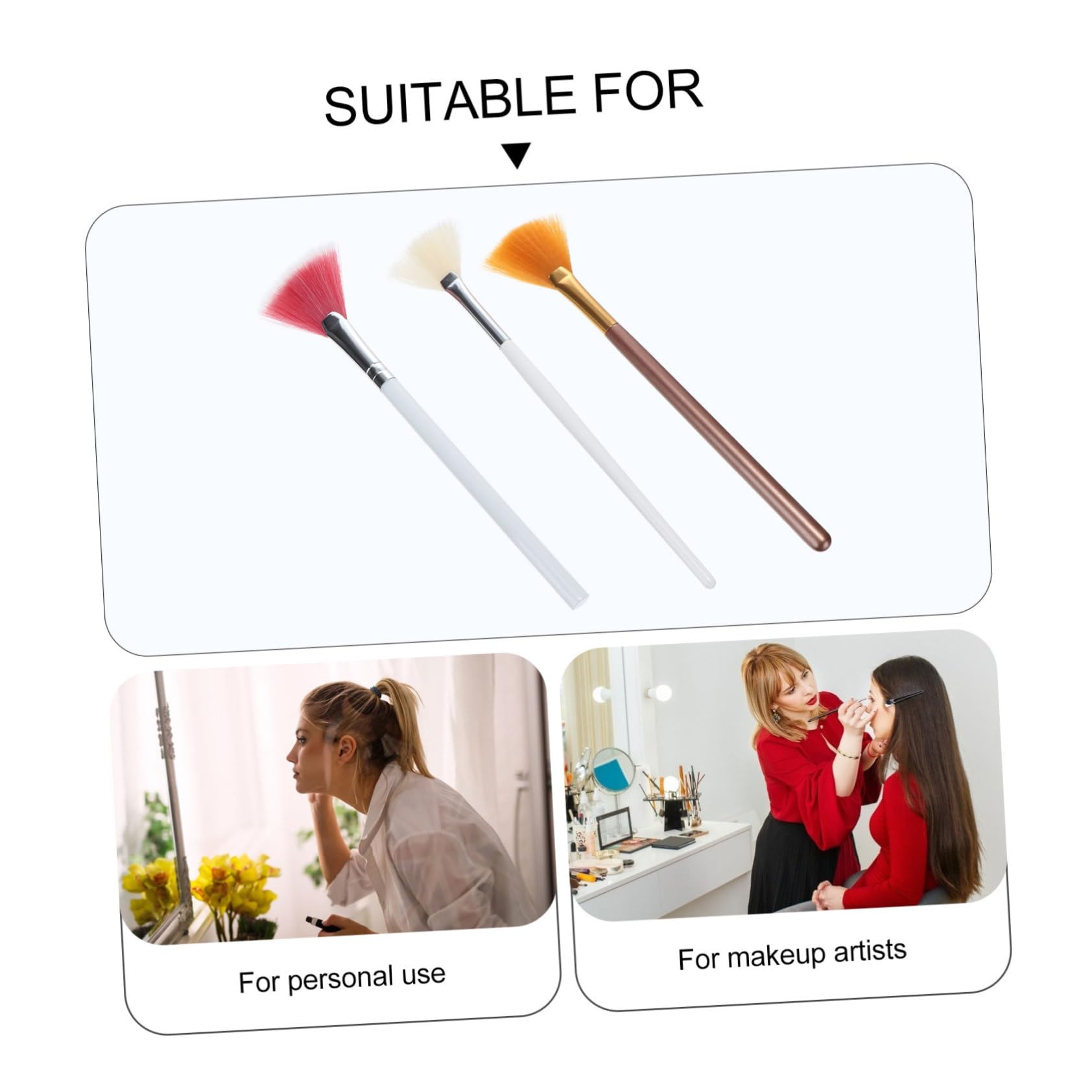 Ipetboom 4 Set Di Accessori Cosmetici Set Di Pennelli Per Il Trucco Strumenti Per Il Trucco A Forma Di Ventaglio Per La Casa Blush Viso Applicazione Liscia 3 Pezzi * 4