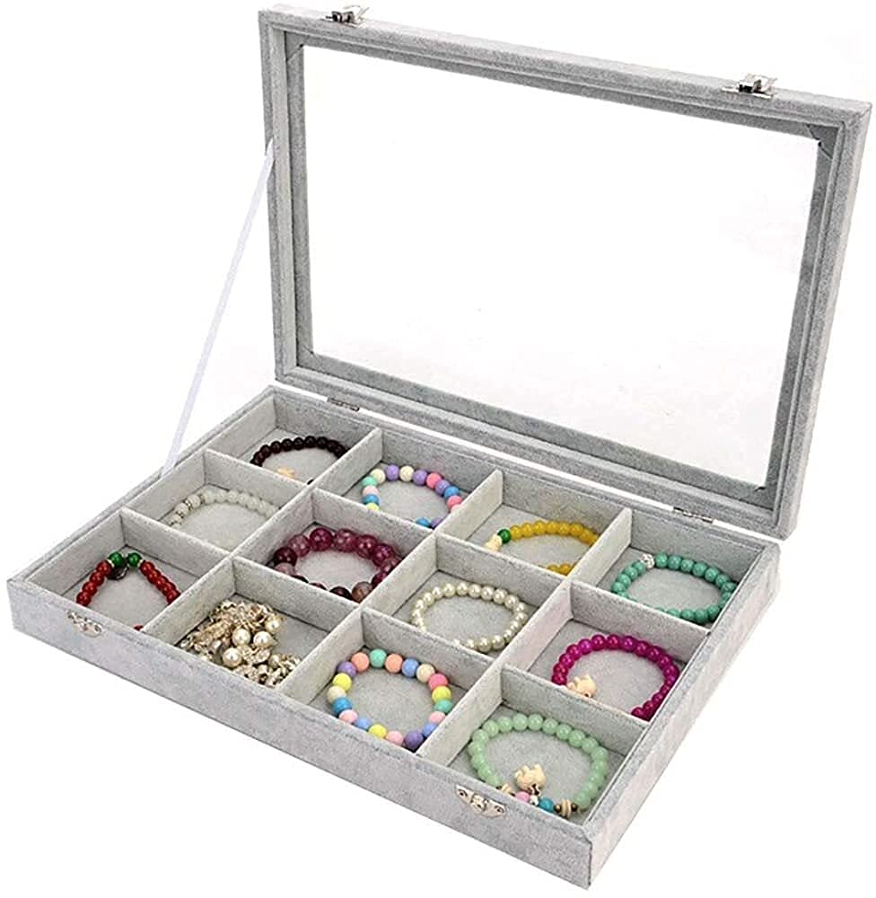 Schmuckschatulle aus Samt, Glas, Halskette, Ring, Ohrringe, Armband, Fußkettchen, Display, Aufbewahrungshalter, Schmuck-Aufbewahrungsbox, Etui, Organizer, Schmuck-Aufbewahrungsbox Beauty Comes