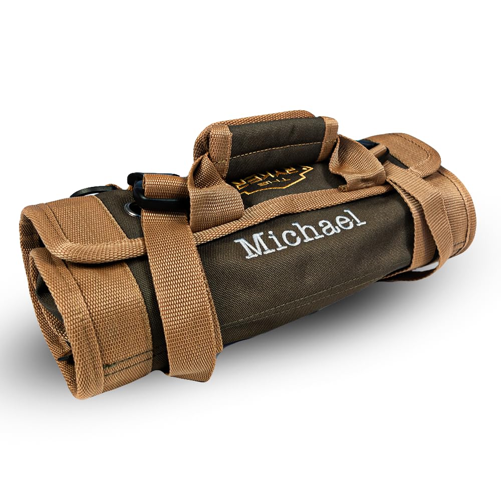 The Ryker Roll Up Tool Bag Organizer - Personalized Customized Name Gifts for Him/Men/Dad Gifts Roll Up Small Tool Bag Organizer Tools Bags gift for Mechanic, Electrician, Plumber or Hobbyist