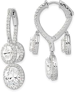 Brincos de argola de prata esterlina 925 zircônia cúbica CZ pingente lustre dentro de fora conjunto de argolas de orelha joias finas para mulheres presentes para ela, Cristal Pedra Prata esterlina Cristal Pedra Zircônia cúbica, Zircônia cúbica