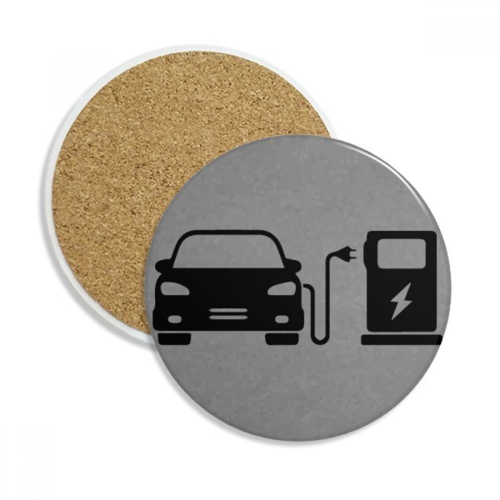 Coaster en céramique Noir Énergie avec Pierre Absorbante pour Boissons DIYthinker 2Pcs