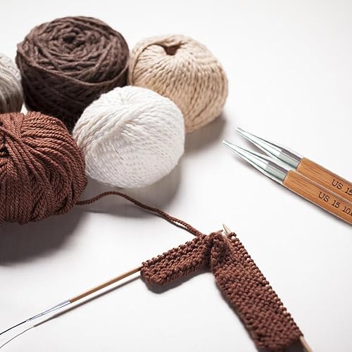 Miniatura 2 de Holamulta Juego de agujas de tejer circulares intercambiables, combo de 12 tamaños con accesorios y bolsa de almacenamiento (dorado)