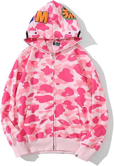 BAPE ピンク迷彩 サメフードパーカー L