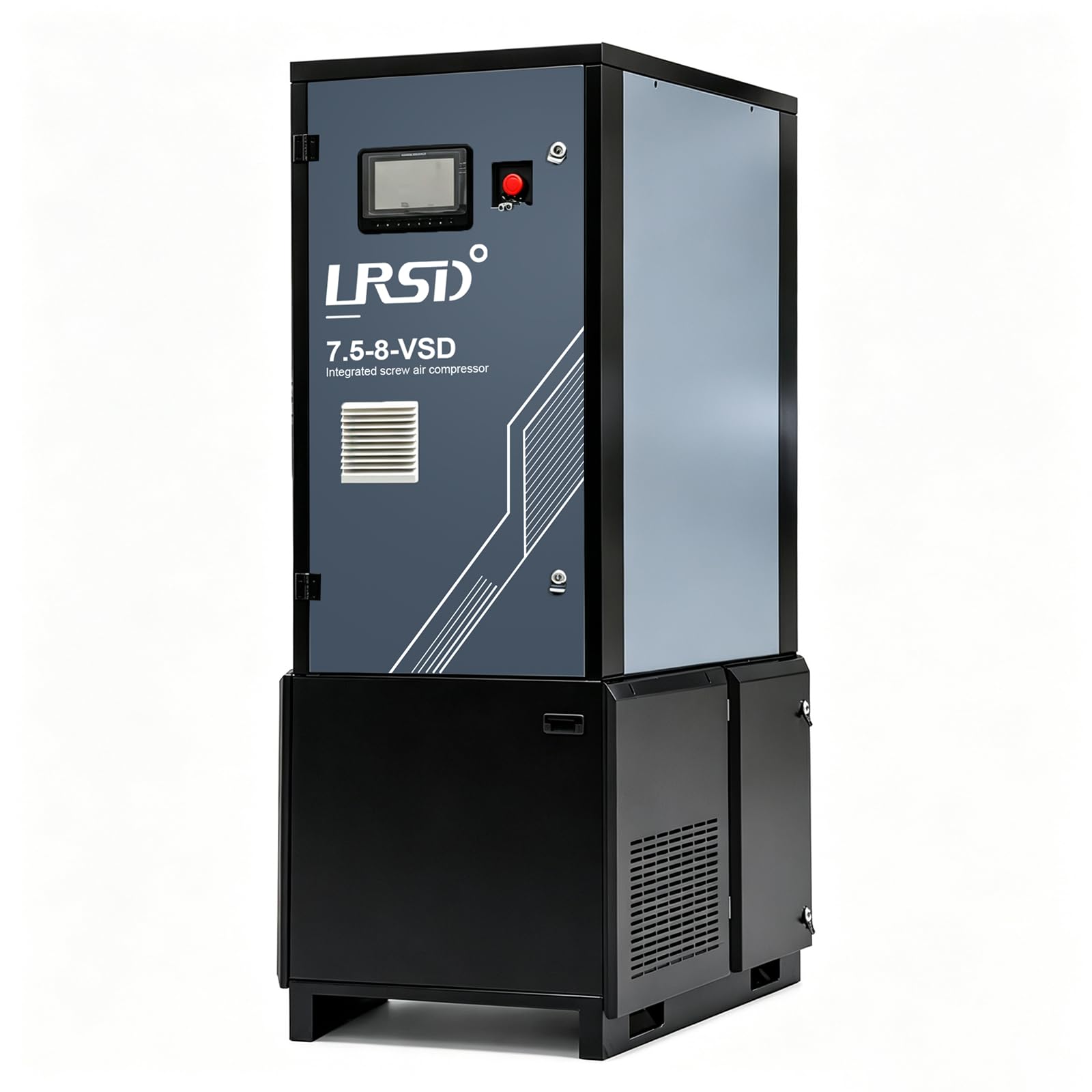 80Gal Screw Air Compressor 10HP 460V/3Ph 37CFM 125psi with GAS TANK &amp; Air Dryer &amp; 5-FILTER Heavy Duty Air Compressed System