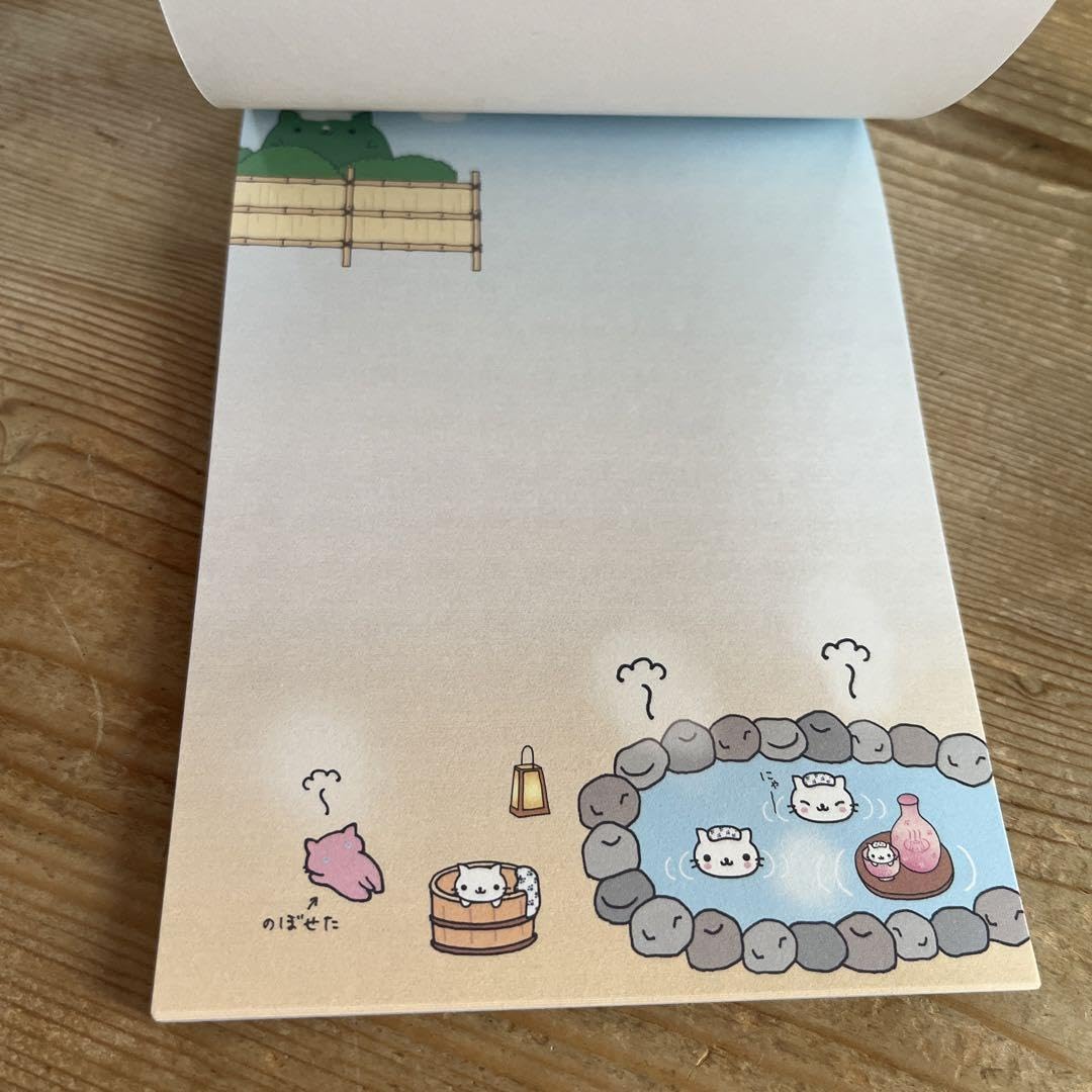 Amazon.co.jp: 平成レトロ にゃんにゃんにゃんこ にゃんこ温泉 メモ帳 