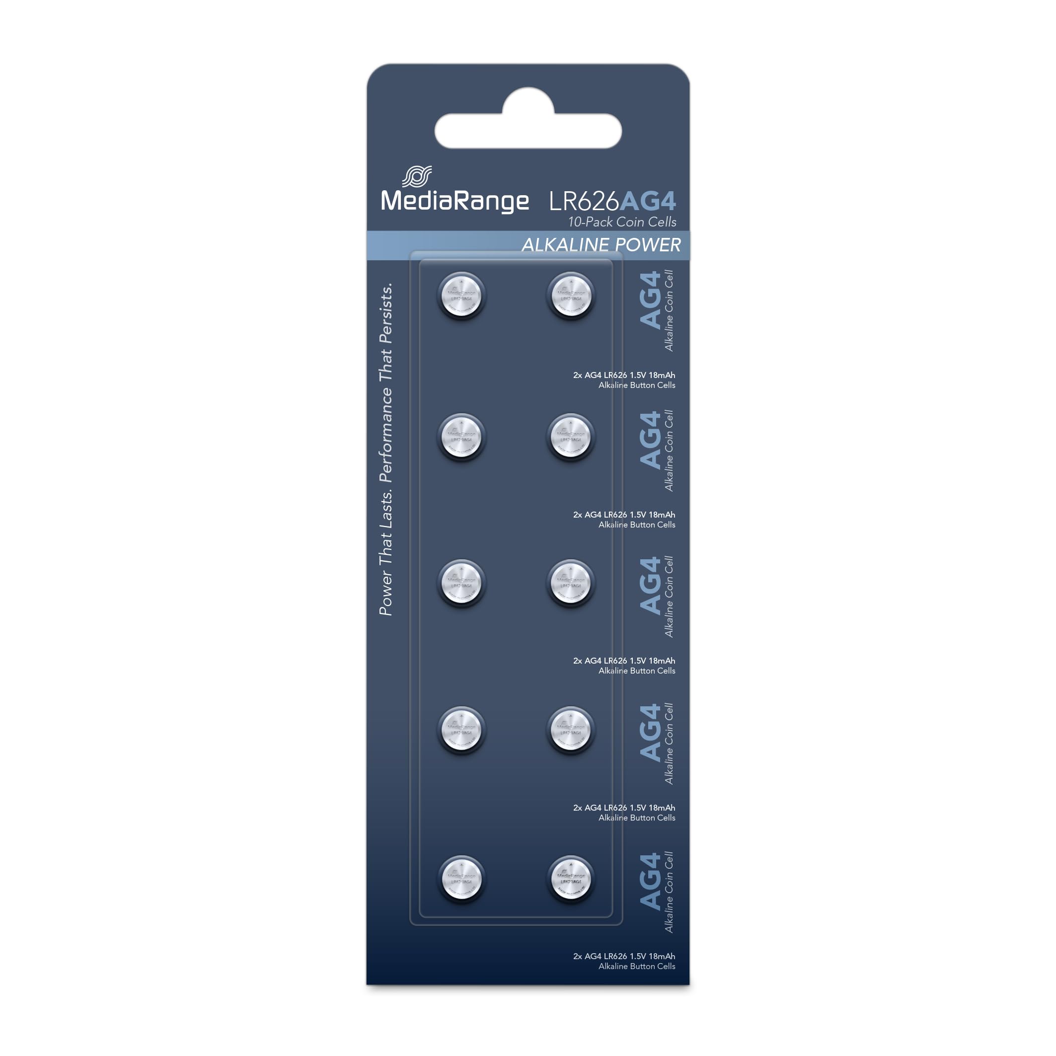 MediaRange Premium Alkaline Knopfzellen – AG4/LR626, 1,5 V, 10er Pack